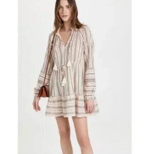 Veronica Beard Danica Metallic Stripped Mini Dress Natural Multi Size XS NWT